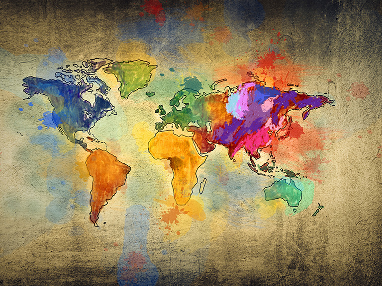 World map in colours