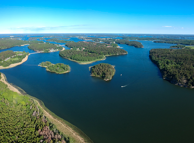 Aerial view of Stockholm archipelago in Sweden