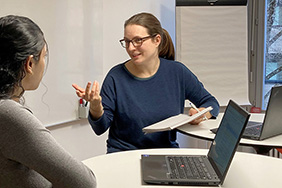 Gabi Sonderegger in a meeting with another CDE team member