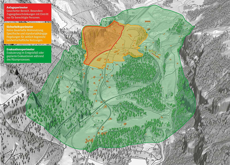 Verschiedene Perimeter auf einer Karte eingezeichnet