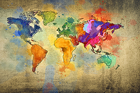 World map in colours