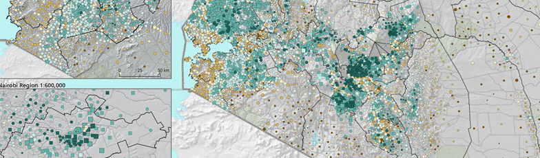 GIS map of the Nairobi region, Kenya