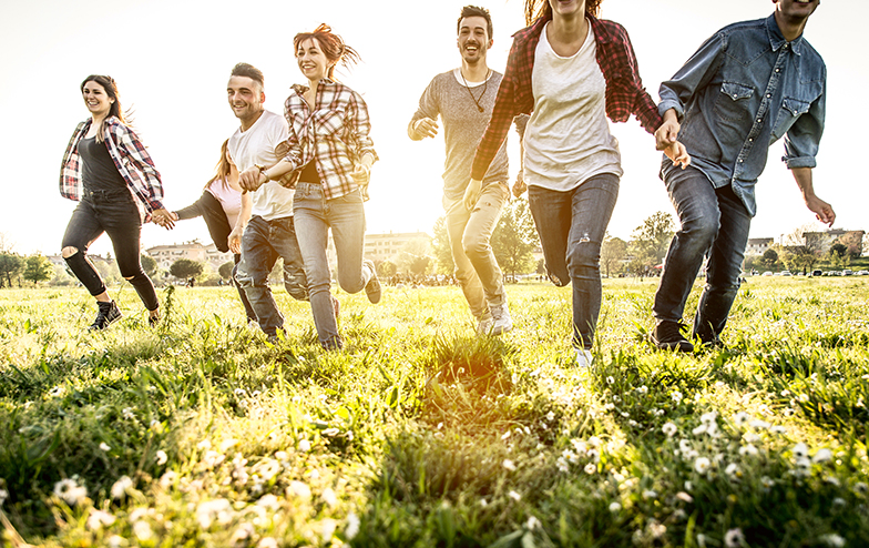 young people running