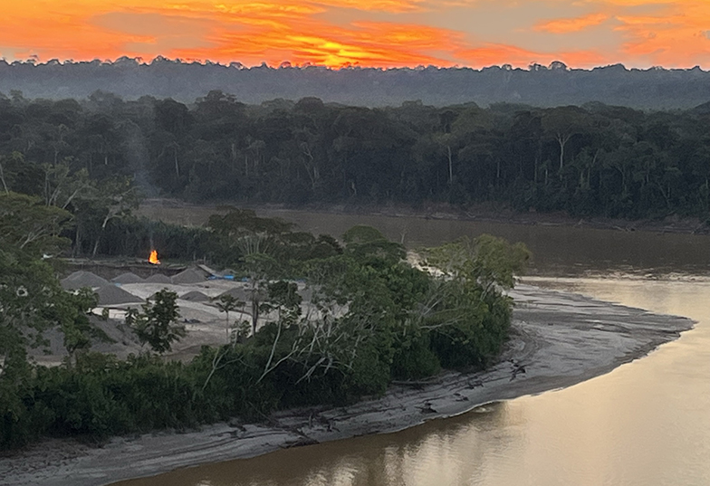 Gold mining area at the Madre de Dios River