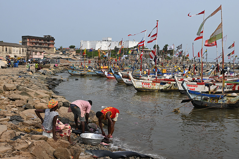 Fishers and fish trader in Ghana