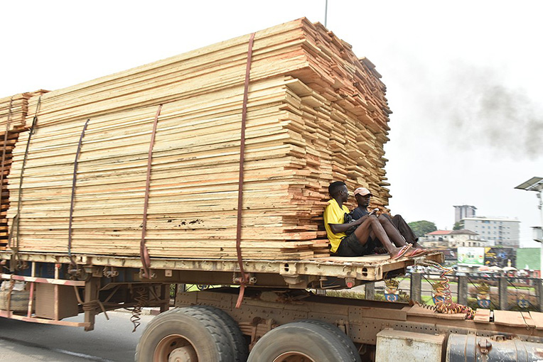 Truck carrying boards