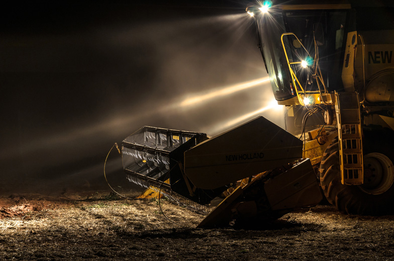 Harvest season: industrial soybean production in Brazil.