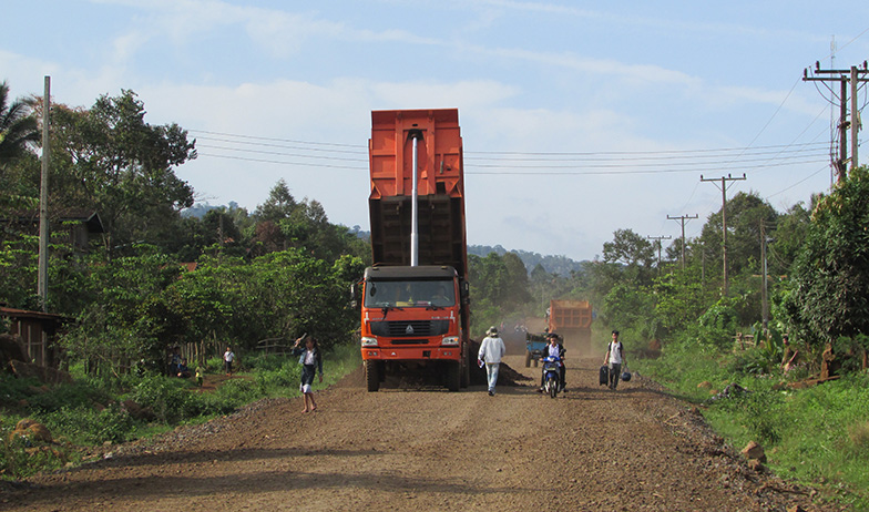 Road construction. Bolaven Plateau, Laos.